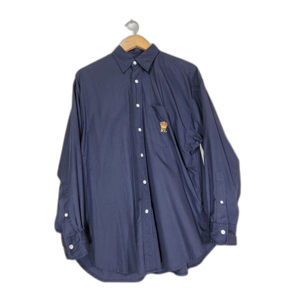 Men's Ralph Lauren Navy Blue Long Sleeve Button Shirt - sz 10